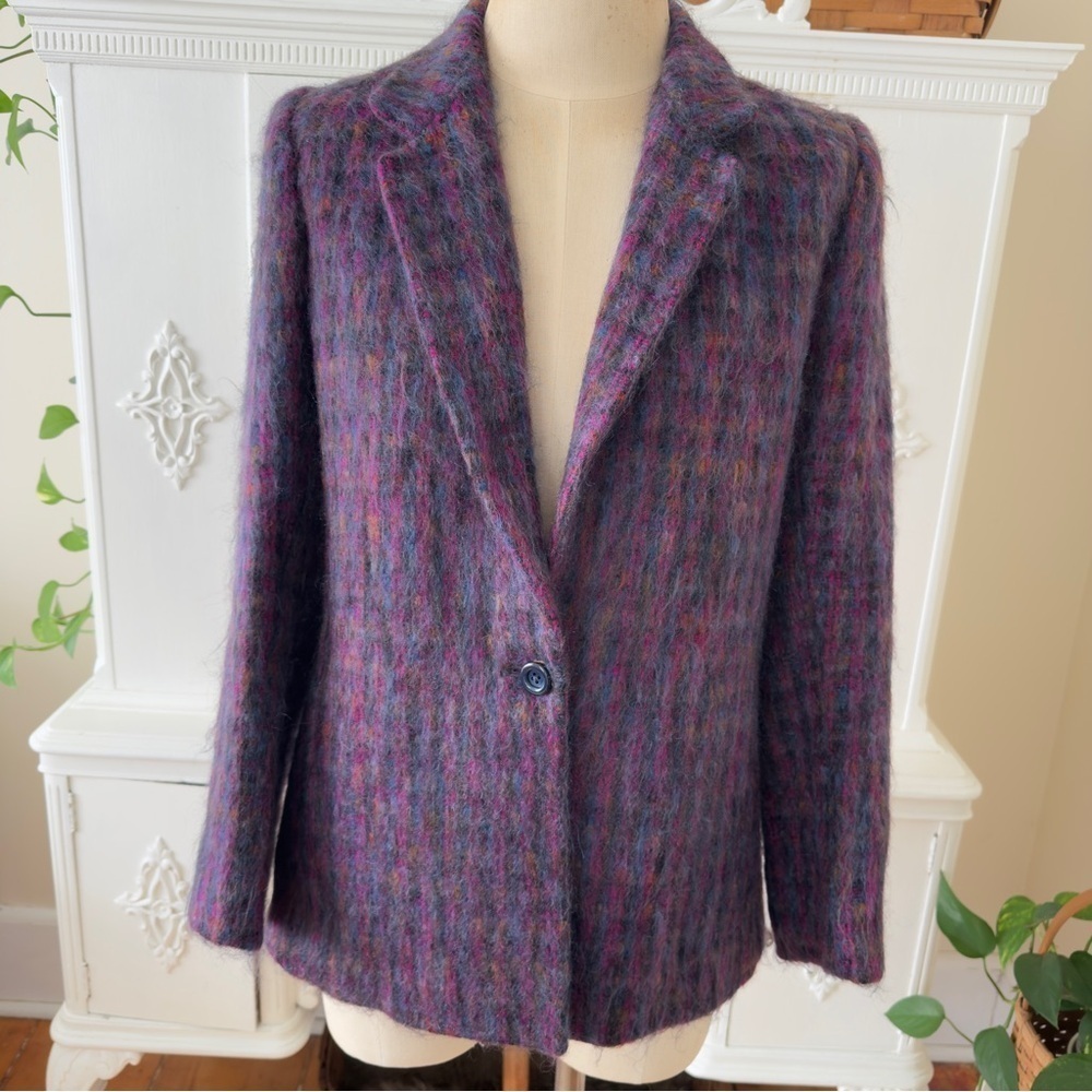 Vintage Multicolor Single Button
Mohair Blazer Jacket